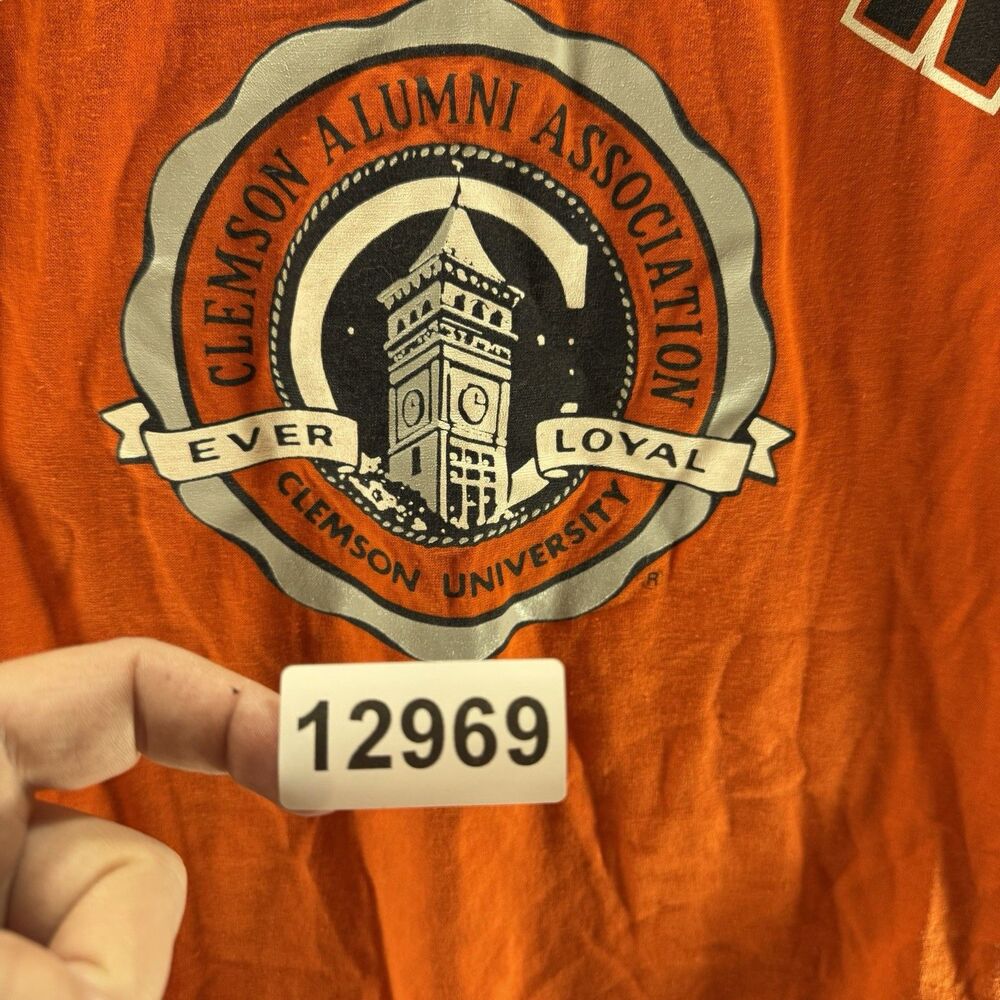 Vintage 80s Clemson Tigers Shirt Mens Medium‎ Orange Logo 7 Raglin Deadstock USA - Picture 15 of 15